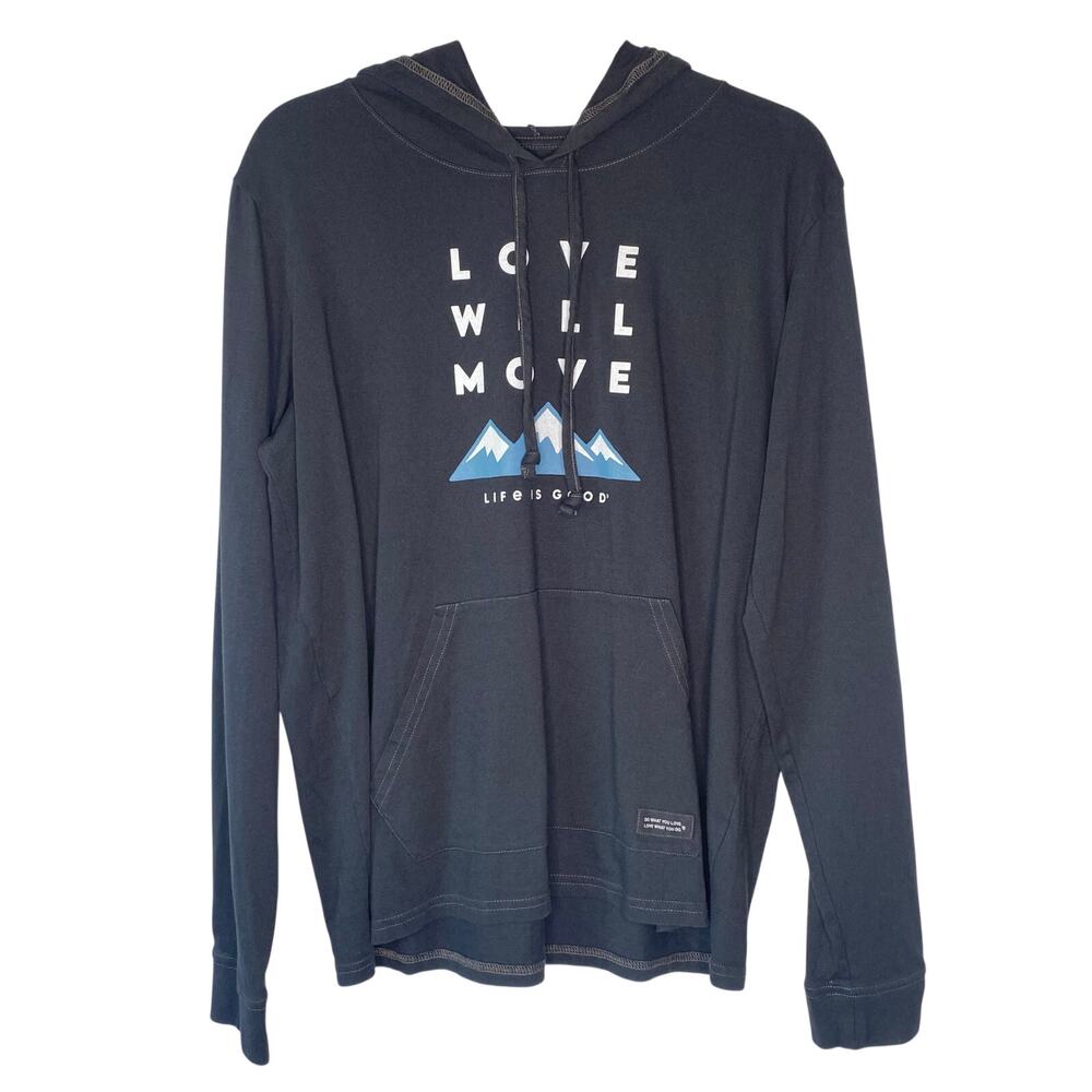 Life is Good Charcoal Gray Love Will Move Women's Crusher Tee Hooded Size Large